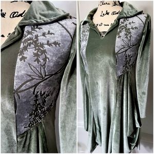 Hand Sewn Sage Velvet Drape Dress